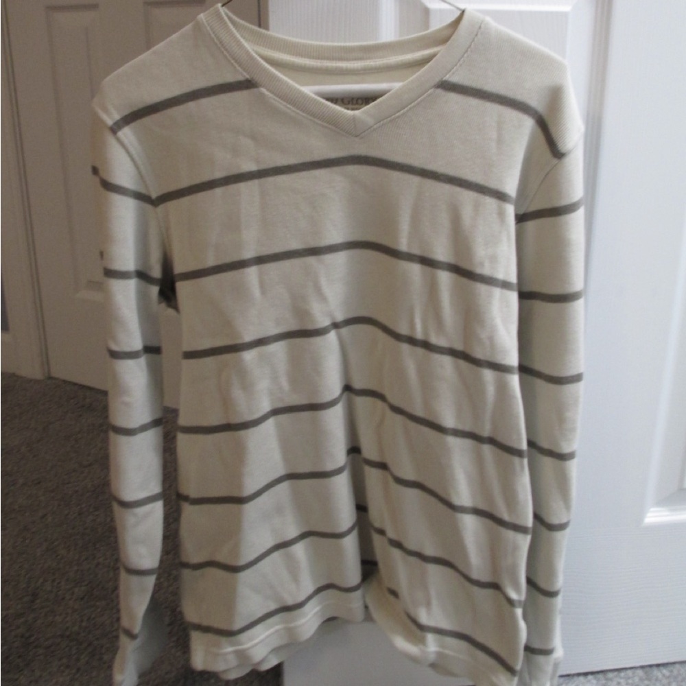 Faded Glory Soft and comfortable cream and brown striped long sleeve sweater